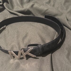 Michael Kors Black Belt with Silver Logo Buckle